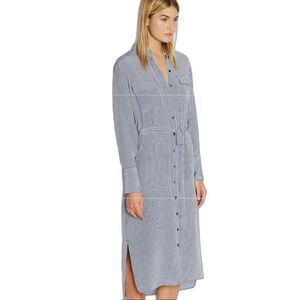 Equipment Delany Silk Long Shirt Dress in Peacoat Gingham Check Print XS
